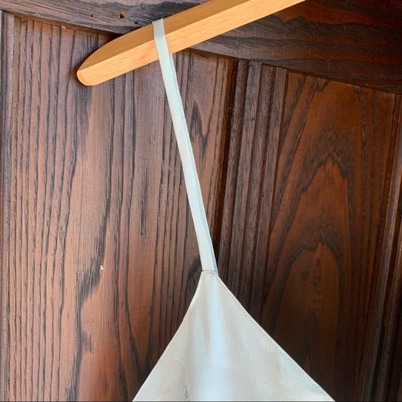 Tracy 100% silk camisole flowing leaves embroidery design in light seafoam - Picture 3 of 7